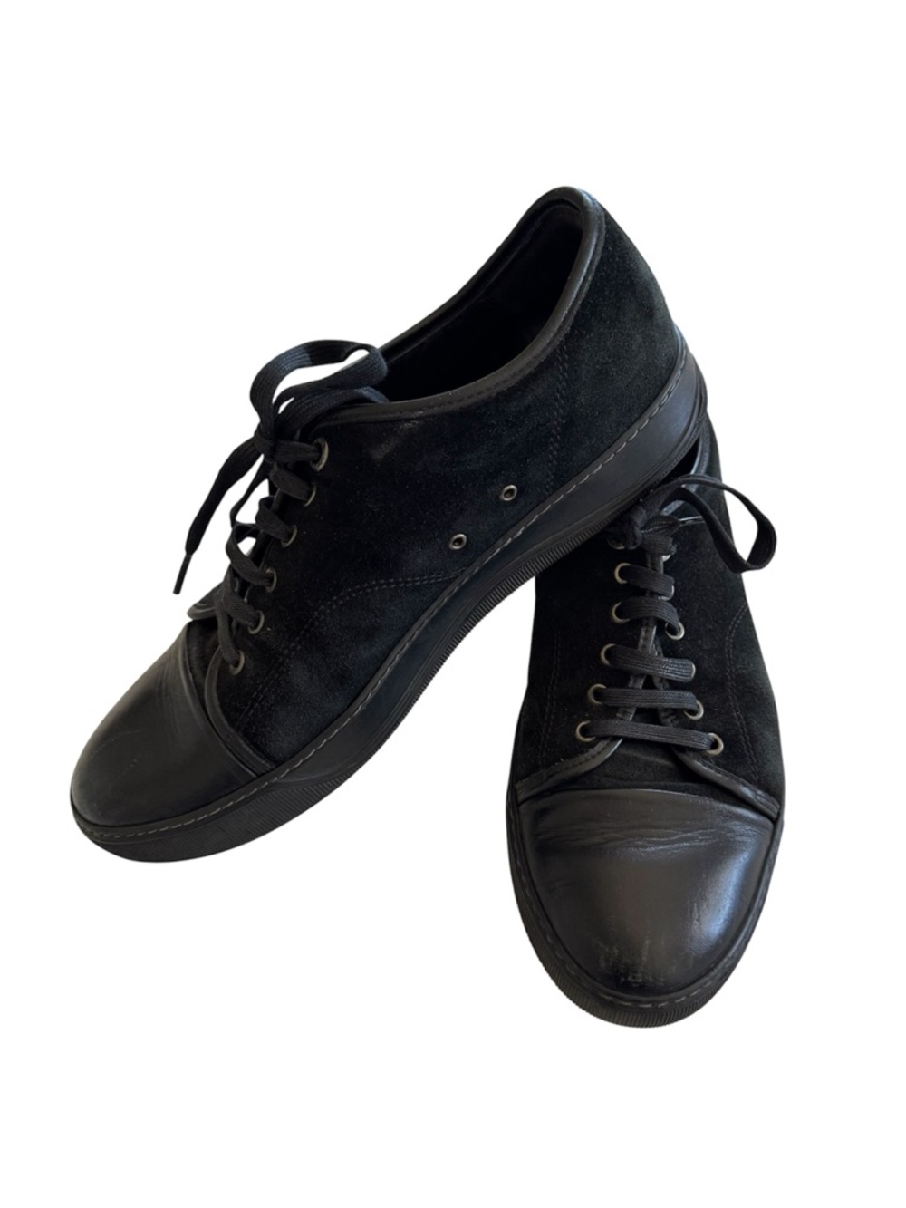 Lanvin Black DBB1 Leather & Suede Low Top Shoes Sneakers, UK 9, US 10 - RUNS BIG